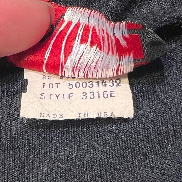 LA Reaction VINTAGE Cowl Neck 1/2 Sleeve Blouse sz S Metallic Stripe Top Black - Picture 9 of 10